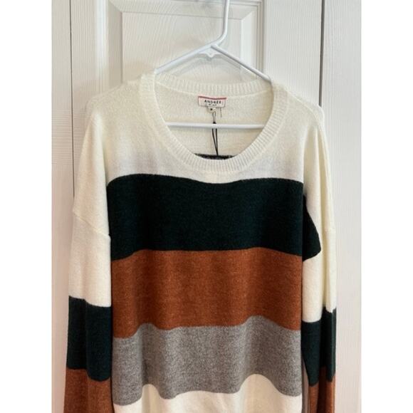 NEW Striped Sweater Color Block Pullover Knit Top- Medium - Picture 2 of 7